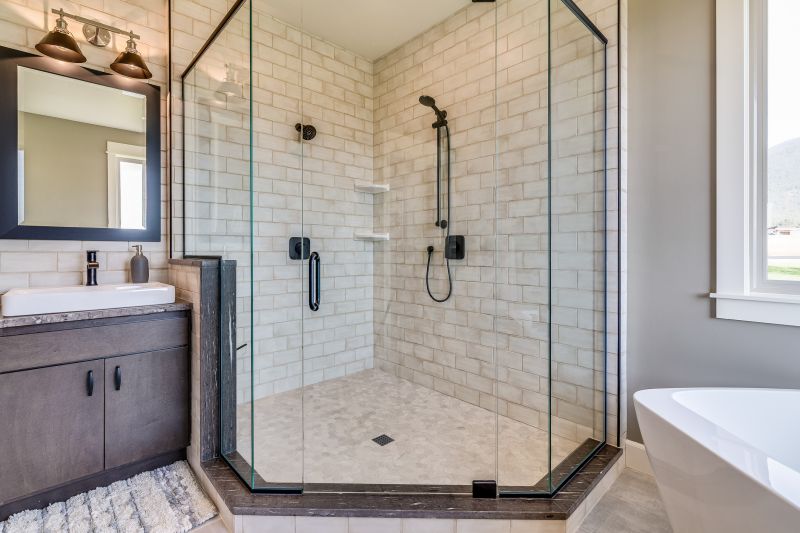 Corner Shower with Floor-to-Ceiling Glass